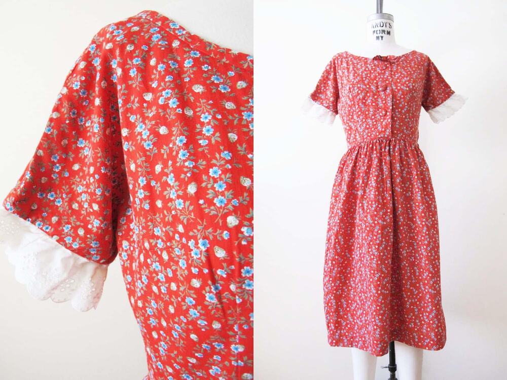 Vintage 60s Floral Cotton Sundress S